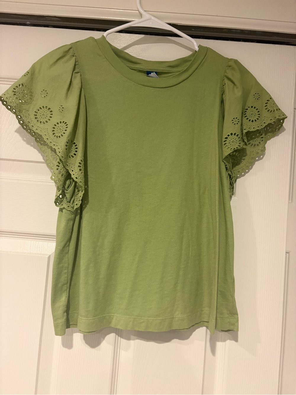 Old Navy Light Green Eyelet Flutter Sleeve Tee